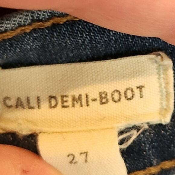 Madewell Blue Denim Button Fly Mid Rise Cropped Cali Demi Bootcut Jeans Size 27 - Picture 7 of 7